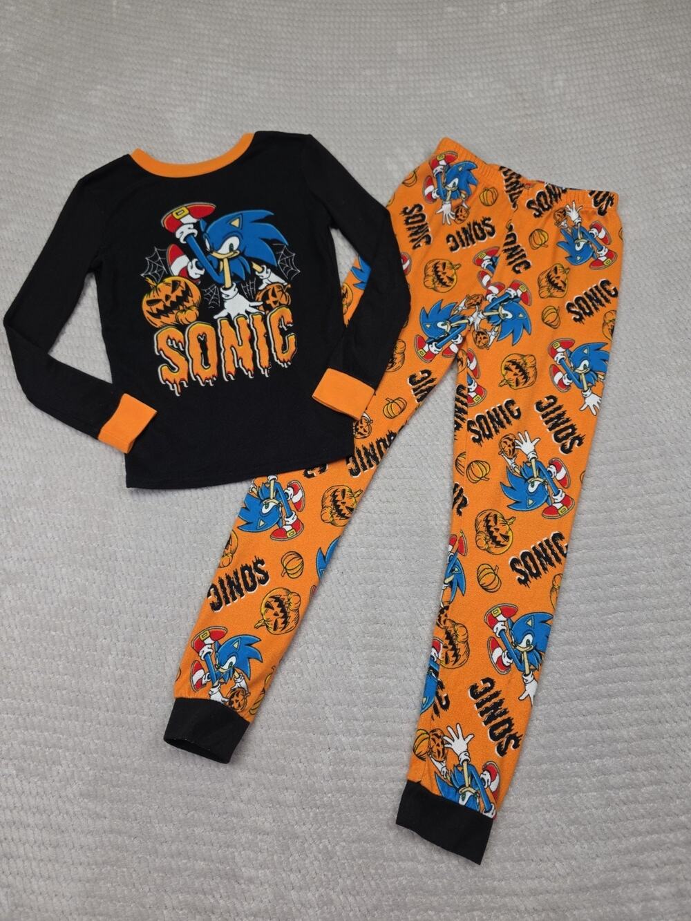Sonic The Hedgehog Pajama Set Boys 10 Halloween Pumpkin